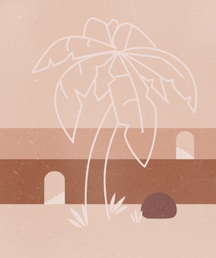 Beige gradient with white palm tree line art 