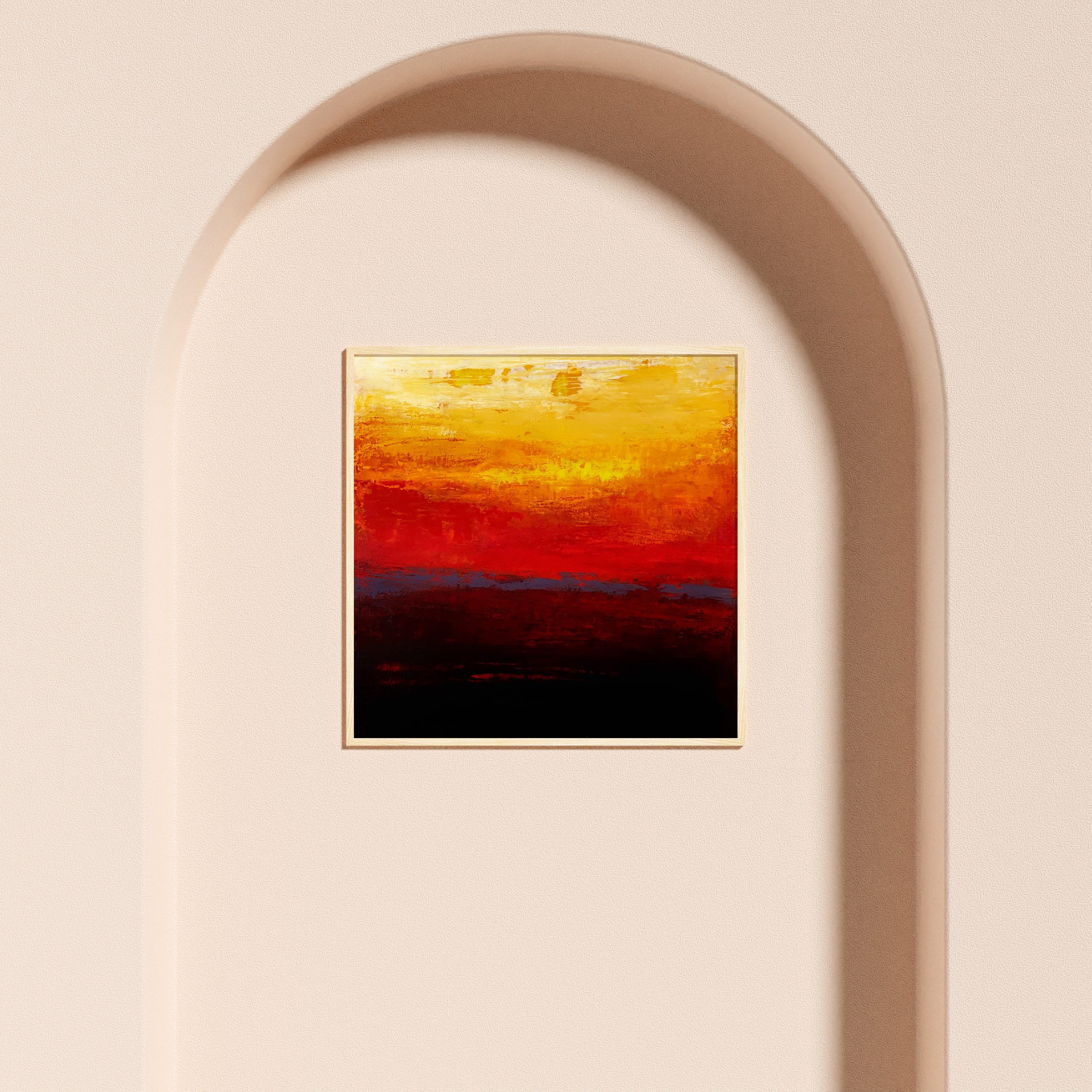 Bright orange sunset painting 