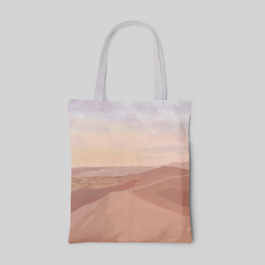 Tote bag with simple beige desert print