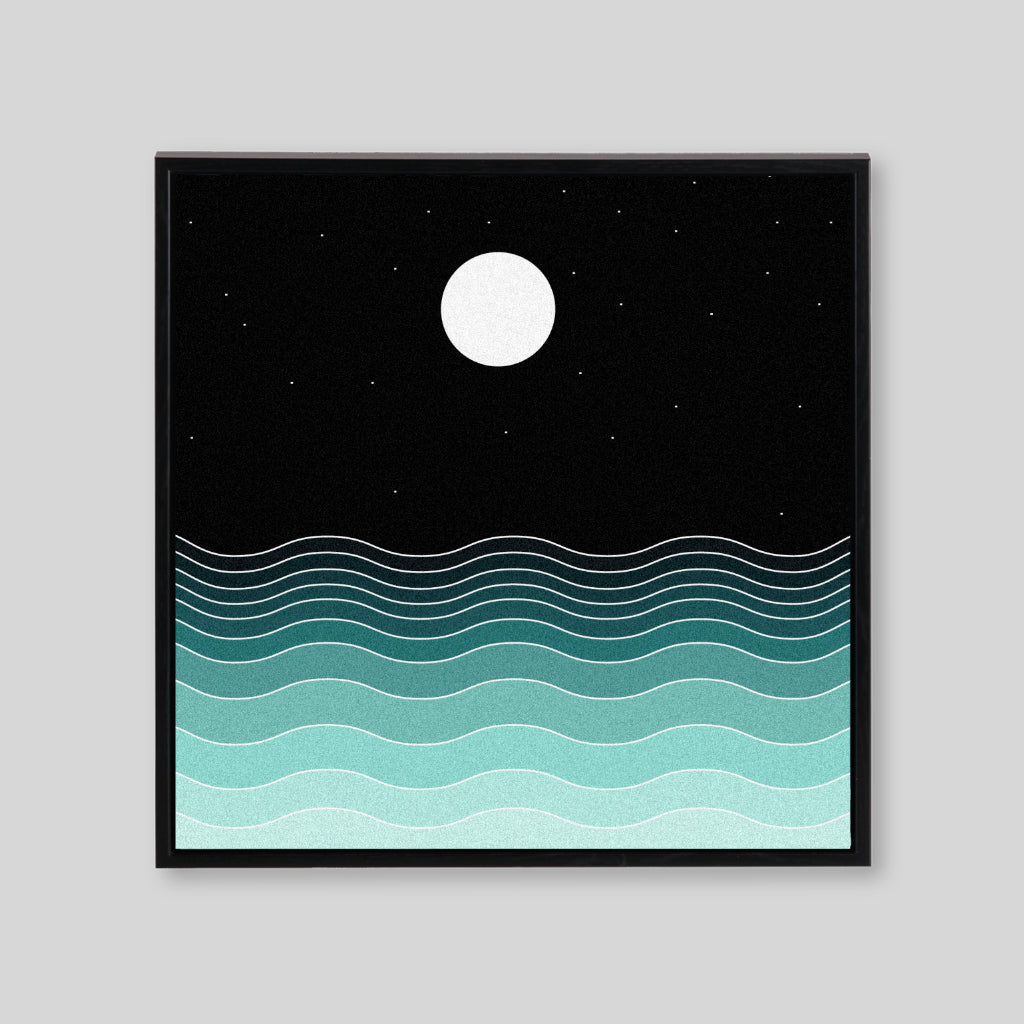 Black to blue gradient with bright moon in sky