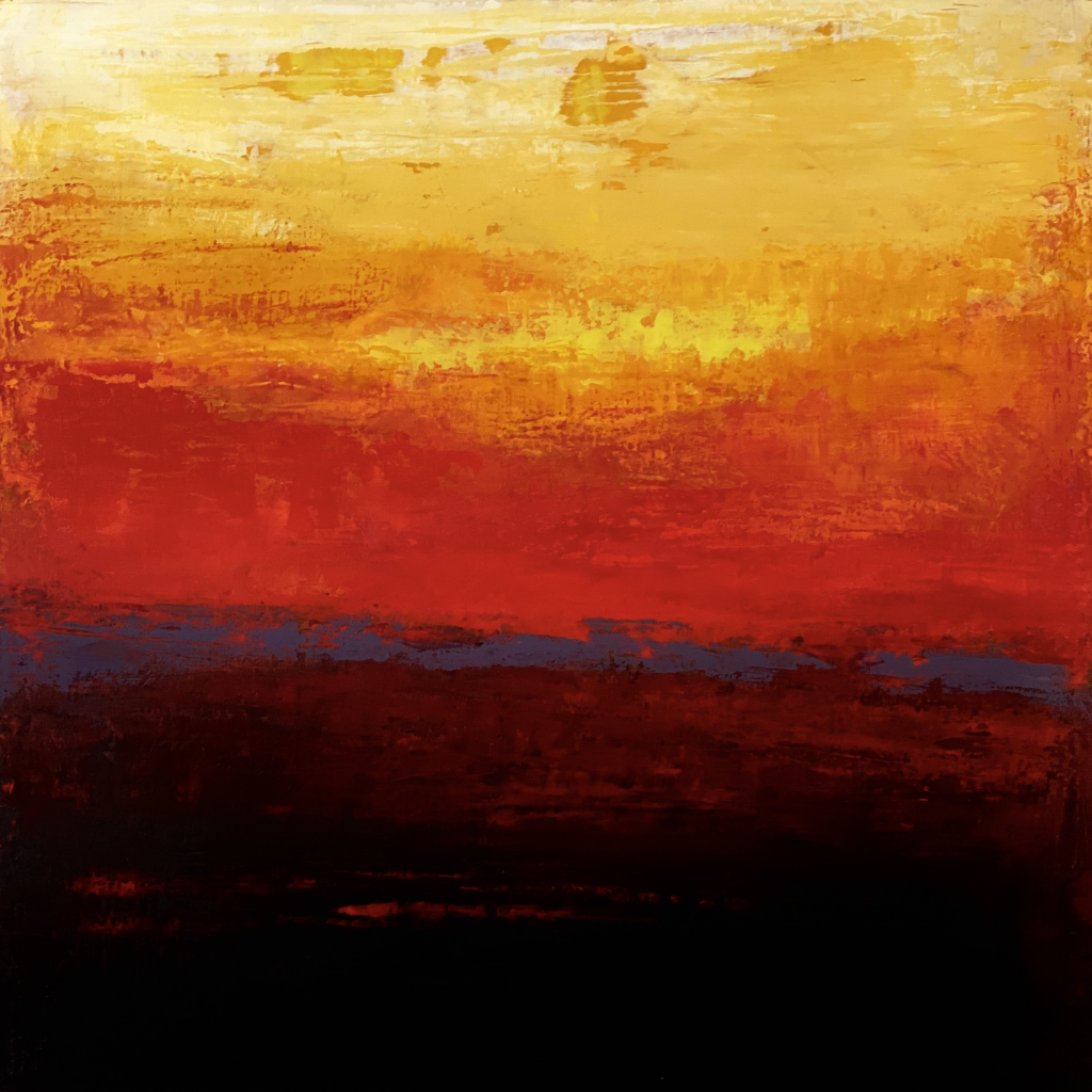 Bright orange sunset painting 